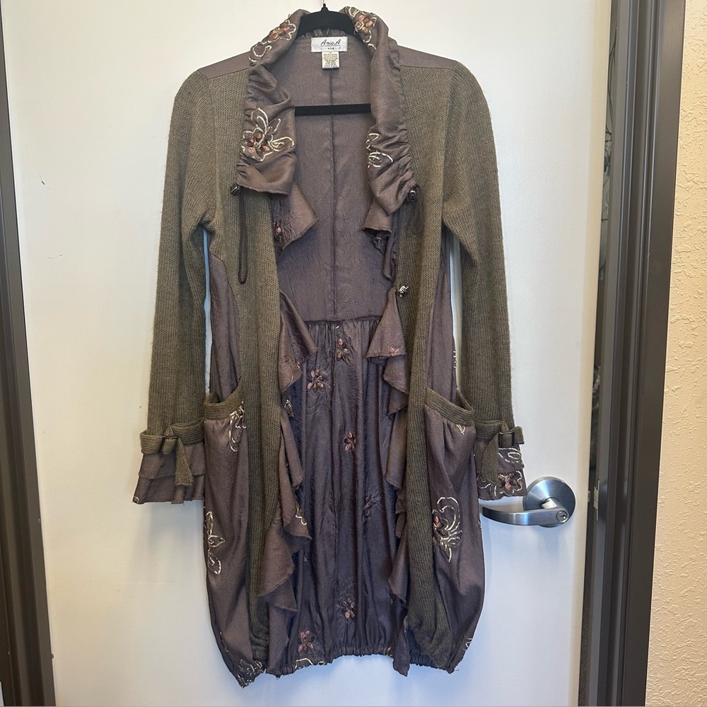 AnecoA Brown Textured Cardigan